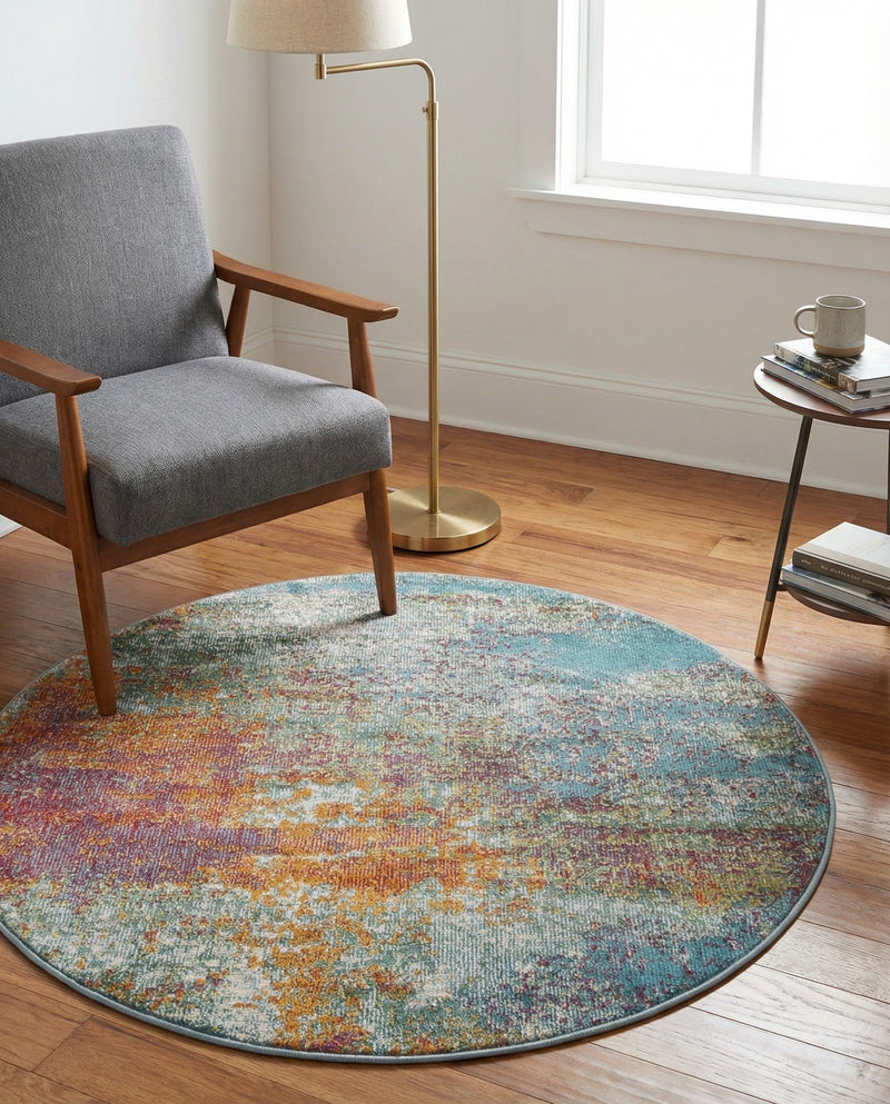 Arcadia Rugs Collection Area Rug -  Avalon Round Multi  lifestyle 36