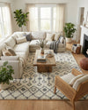 Berber Lattice Shag Collection Area Rug - Atlas (Ivory) Square Ivory  lifestyle 41