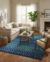 Mediterranean Lattice Collection Area Rug - Santorini (Navy and Teal) Rectangle Navy and Teal  lifestyle 4