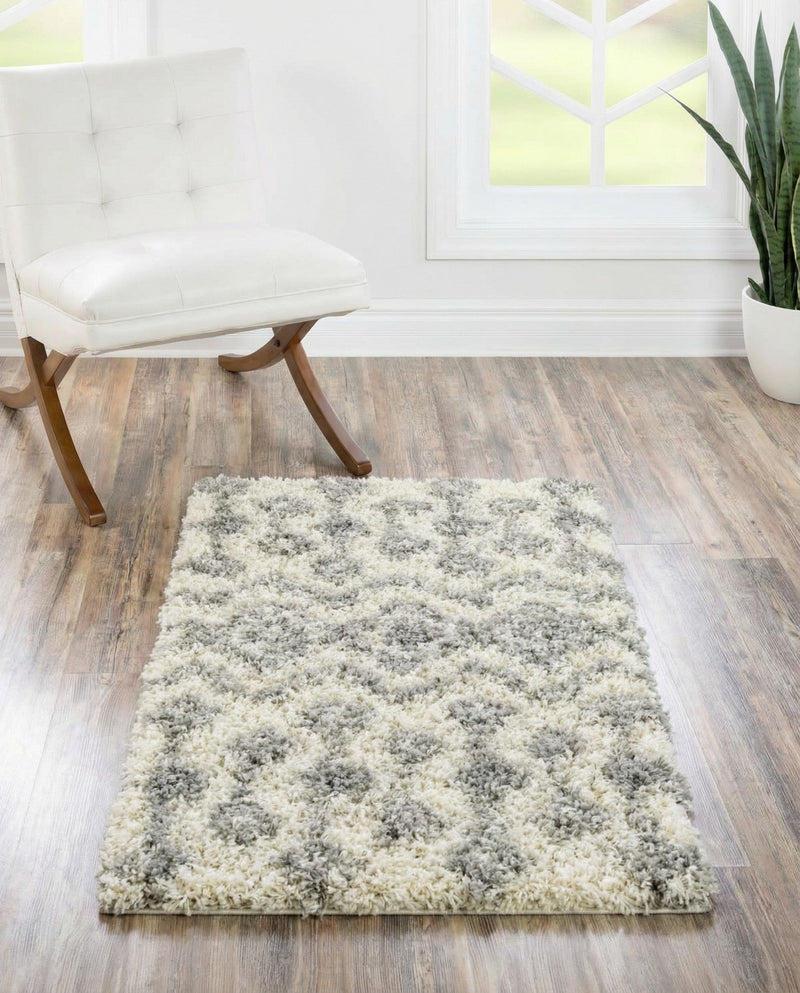 Berber Lattice Shag Collection Area Rug - Atlas (Ivory) Rectangle Ivory  lifestyle 8