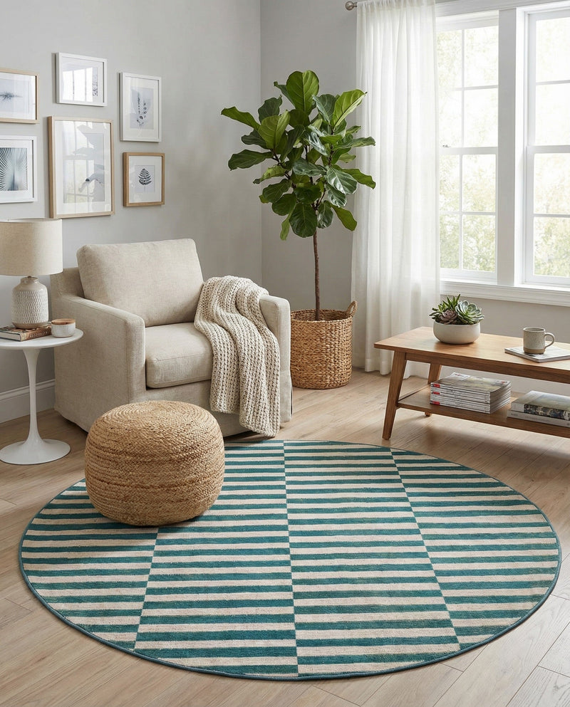 Soho Elegance Collection Area Rug -  Hudson (Turquoise) Round Turquoise  lifestyle 30