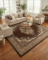 Tabriz Tapestry Collection Area Rug - Azerbaijan (Brown) Square Brown  lifestyle 69