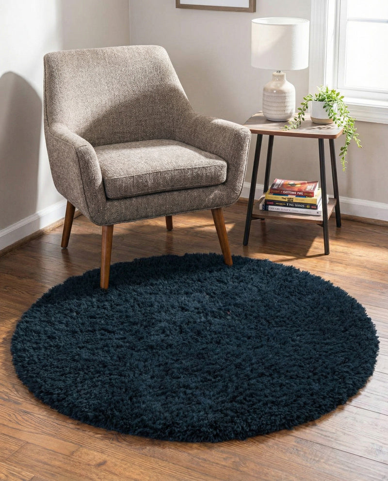 Eternal Plush Oasis Collection Area Rug -  Tranquility (Cobalt) Round Cobalt  lifestyle 34