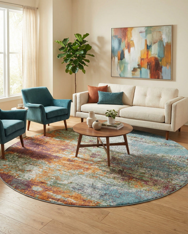 Arcadia Rugs Collection Area Rug -  Avalon Round Multi  lifestyle 67