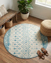Mediterranean Lattice Collection Area Rug -  Casablanca (Ivory Blue) Round Ivory Blue  lifestyle 77