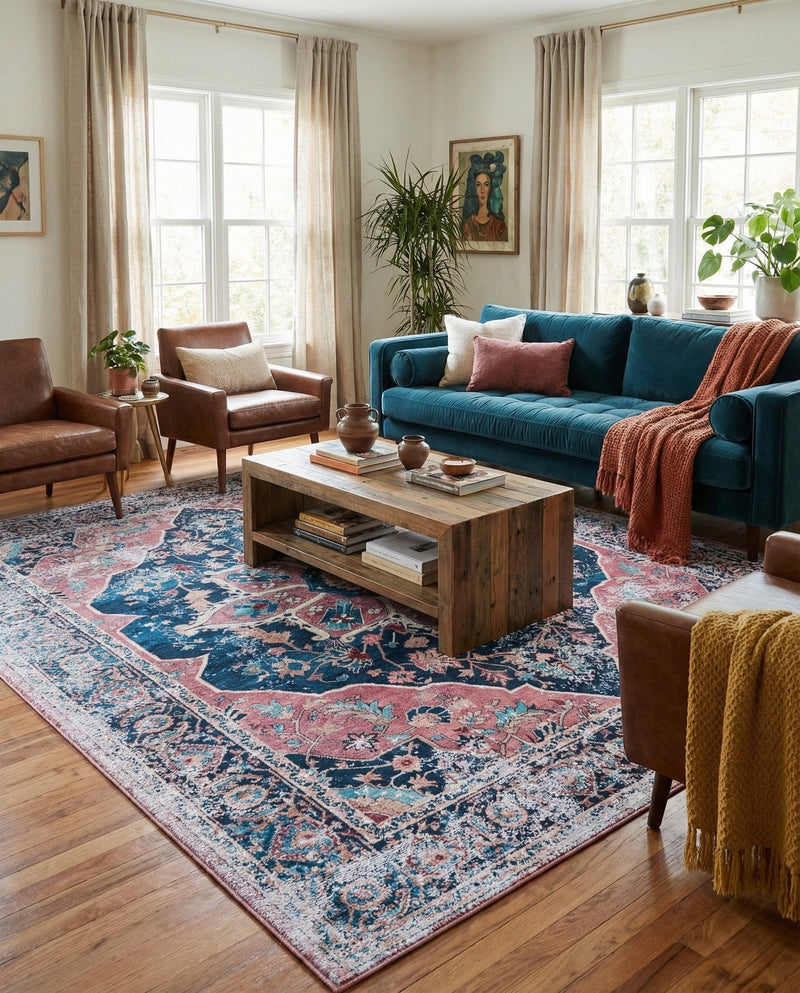 Laguna Sands Collection Area Rug -  Zuma Rectangle Navy Blue  lifestyle 3