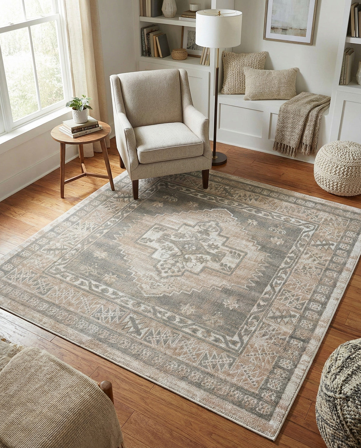 Savannah Series Collection Area Rug -  Augusta (Mink) Square Mink  lifestyle 99