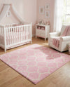 Trellis Mosaic Collection Area Rug -  Pergolatown (Light Pink) Square Light Pink  lifestyle 50