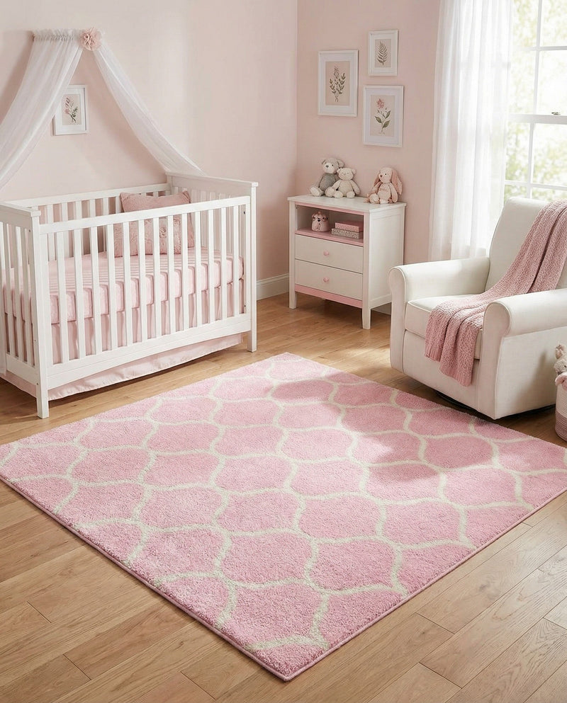 Trellis Mosaic Collection Area Rug -  Pergolatown (Light Pink) Square Light Pink  lifestyle 50
