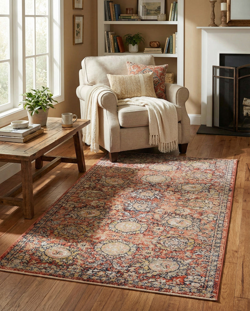 Seville Stripes Collection Area Rug -  Cordoba (Brick Red) Rectangle Brick Red  lifestyle 28