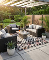 Urban Terrace Collection Area Rug -  Piazza Rectangle White and Black  lifestyle 23