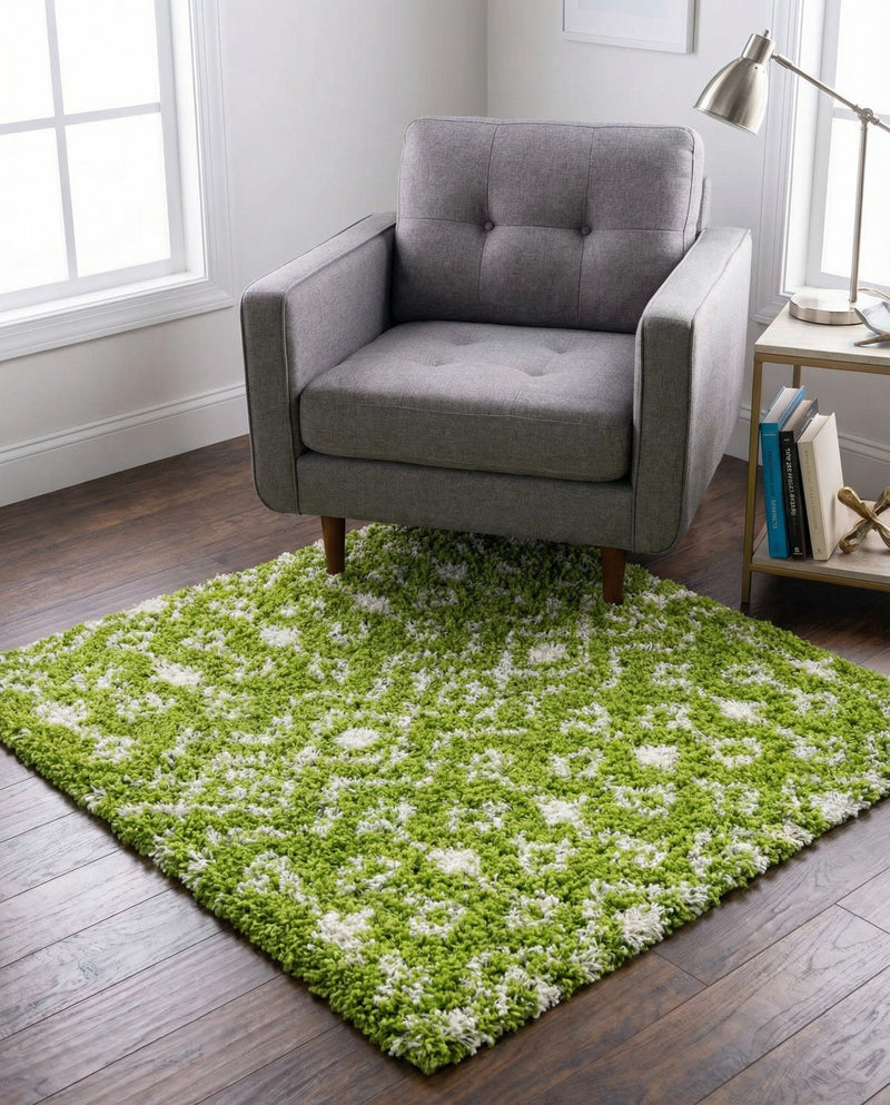 Berber Lattice Shag Collection Area Rug - Atlas (Green) Square Green  lifestyle 52