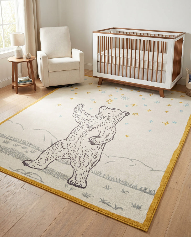 Wonder Tykes Collection Area Rug -  Pixie Rectangle Ivory and Gray  lifestyle 9