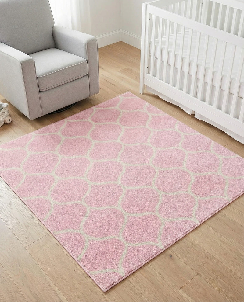 Trellis Mosaic Collection Area Rug -  Pergolatown (Light Pink) Square Light Pink  lifestyle 51