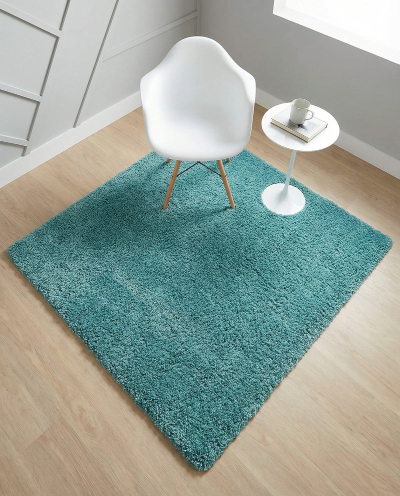 Cozy Comfort Shag Collection Area Rug - Haven (Turquoise) Square Turquoise  lifestyle 33
