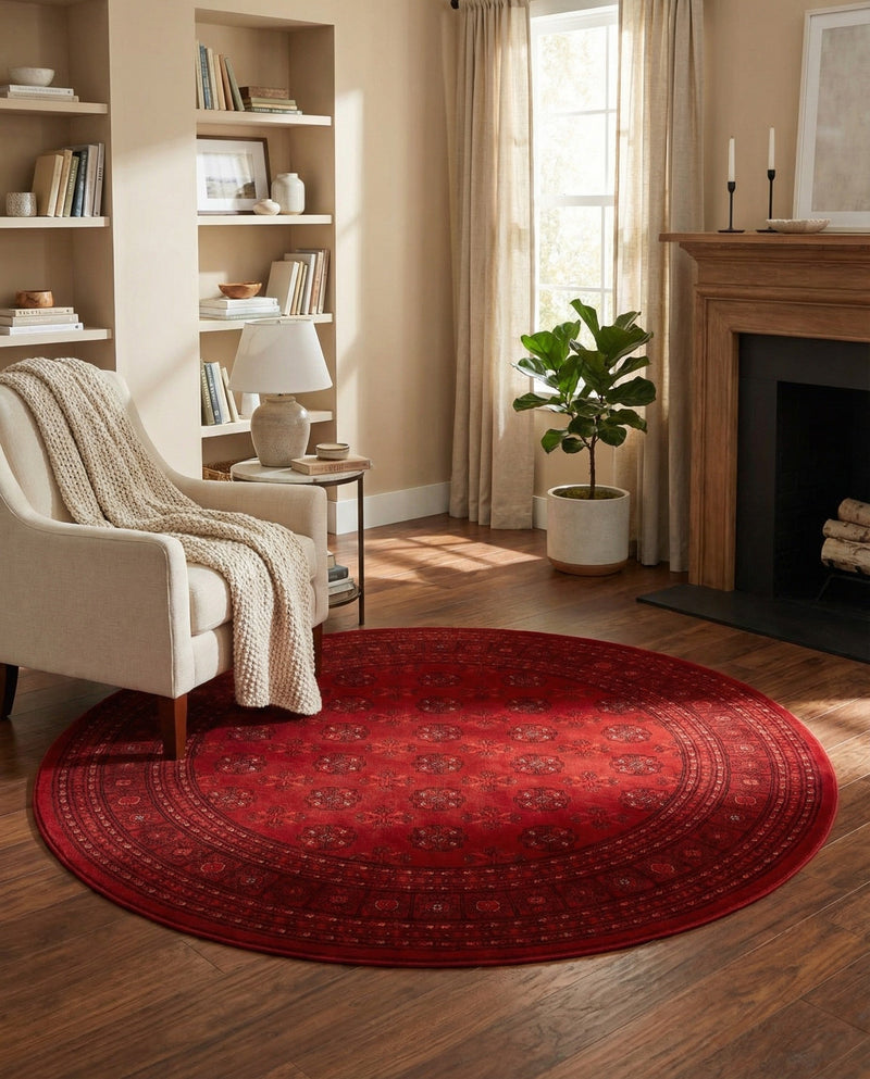 Samarkand Elegance Collection Area Rug -  Konye-Urgench Round Red  lifestyle 74
