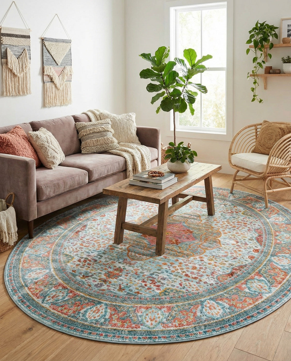 Caribbean Breeze Collection Area Rug -  Floriana Oval Light Blue  lifestyle 104