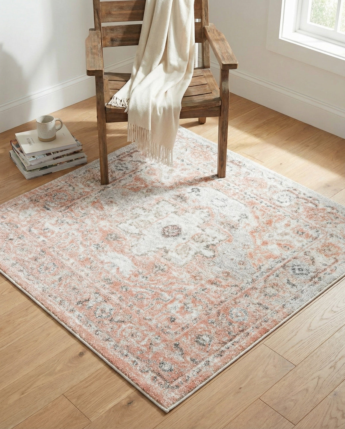 Parisian Elegance Collection Area Rug - Versailles (Rose Pink) Square Rose Pink  lifestyle 131