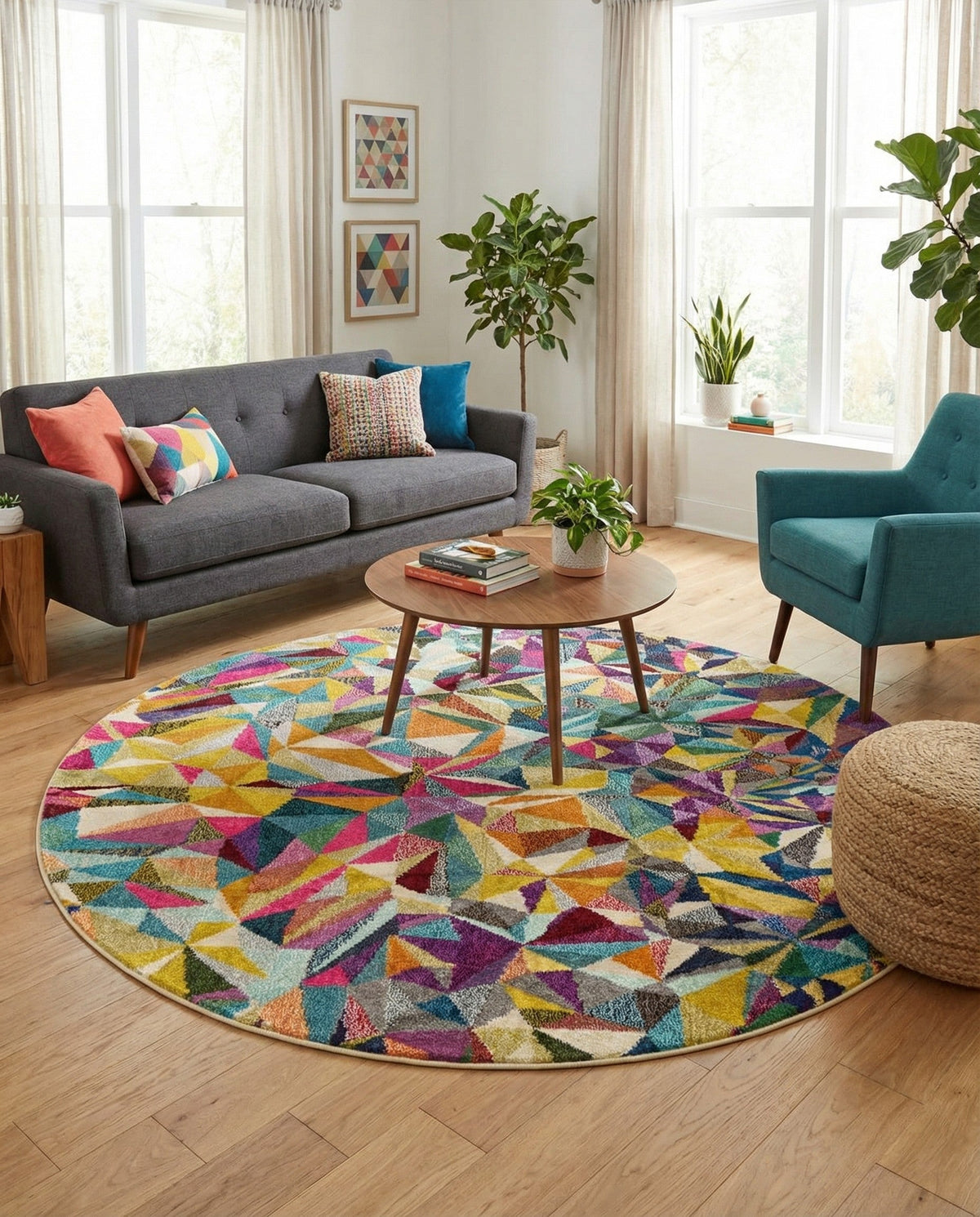 Marrakesh Elegance Collection Area Rug -  Toubkal Round Multi  lifestyle 37