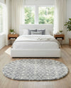 Berber Lattice Shag Collection Area Rug - Atlas (Gray) Oval Gray  lifestyle 47
