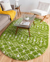 Berber Lattice Shag Collection Area Rug - Atlas (Green) Oval Green  lifestyle 74