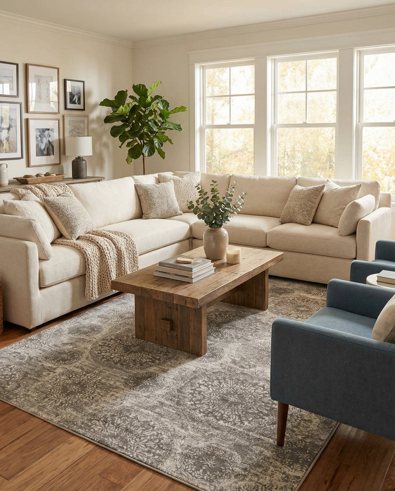 Riviera Elegance Collection Area Rug -  Monaco (Light Gray) Rectangle Light Gray  lifestyle 28