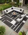 Urban Terrace Collection Area Rug -  Parkside Square Black and White  lifestyle 67