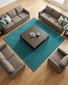 Plush Oasis Collection Area Rug - Serenity (Deep Aqua Blue) Square Deep Aqua Blue  lifestyle 44
