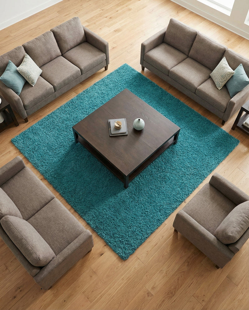 Plush Oasis Collection Area Rug - Serenity (Deep Aqua Blue) Square Deep Aqua Blue  lifestyle 44