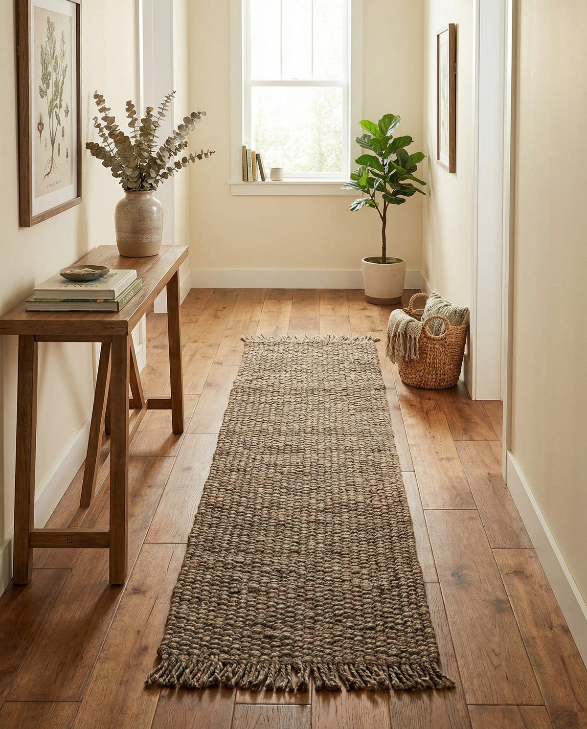 Savannah Jute Collection Area Rug - Seashore Runner Gray  lifestyle 106