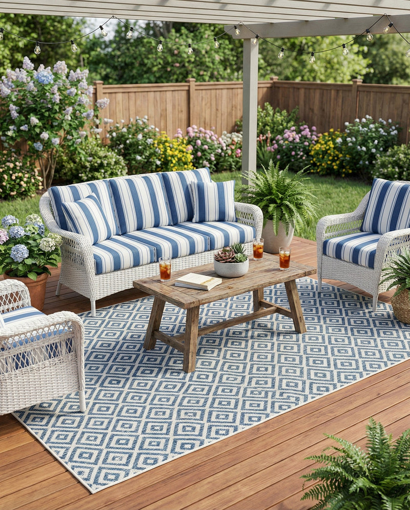 Urban Oasis Rugs Collection Area Rug -  Rooftop (Blue) Rectangle Blue  lifestyle 7
