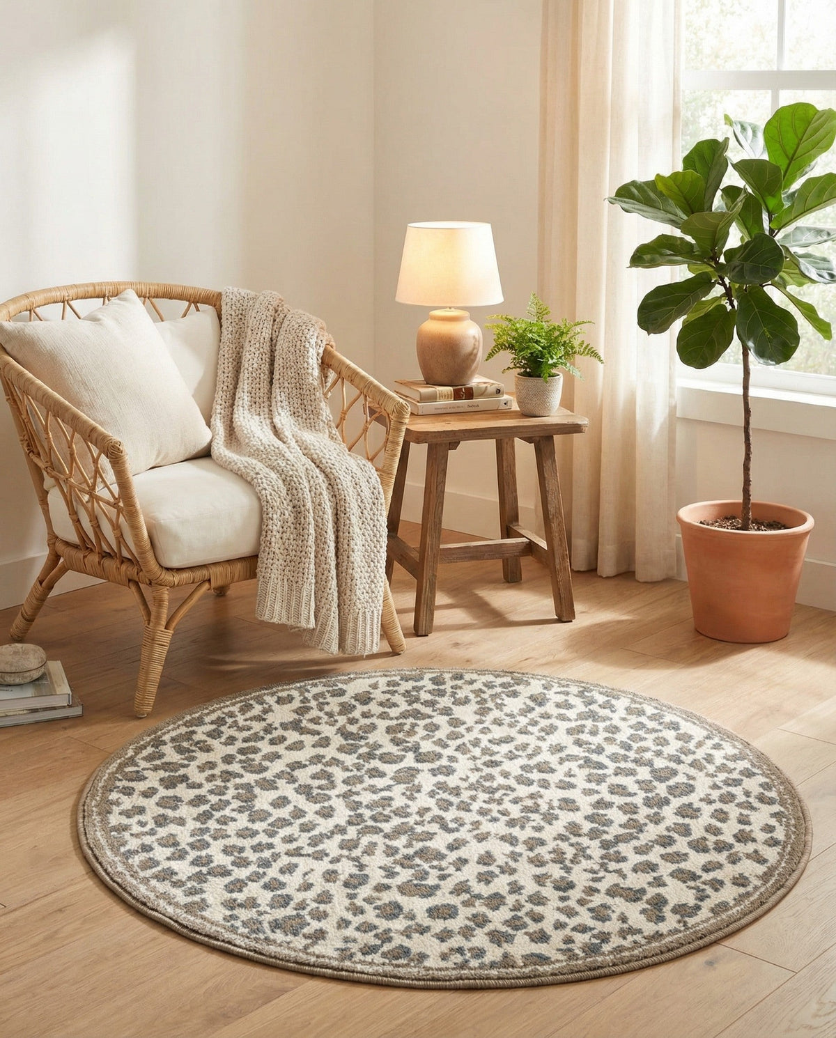Savannah Sojourn Collection Area Rug - Serengeti Round Brown  lifestyle 156