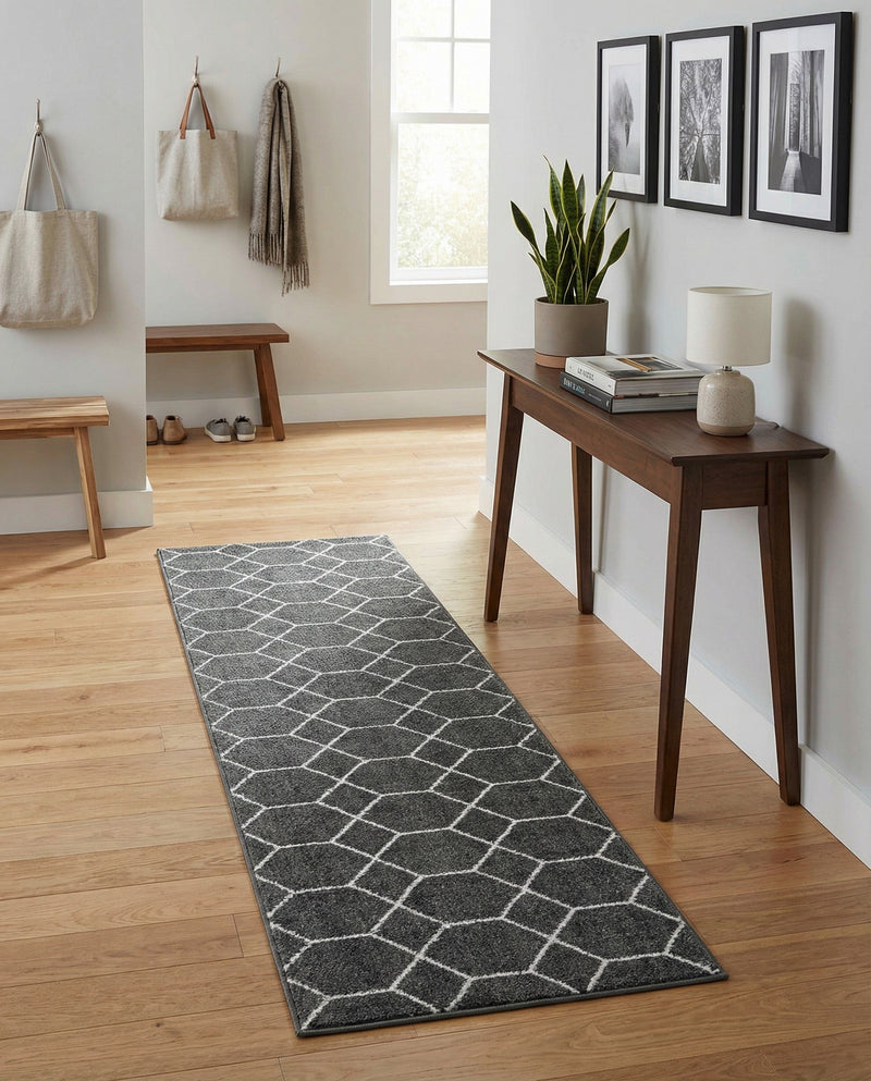 Trellis Mosaic Collection Area Rug - Arborville (Dark Gray) Runner Dark Gray  lifestyle 63