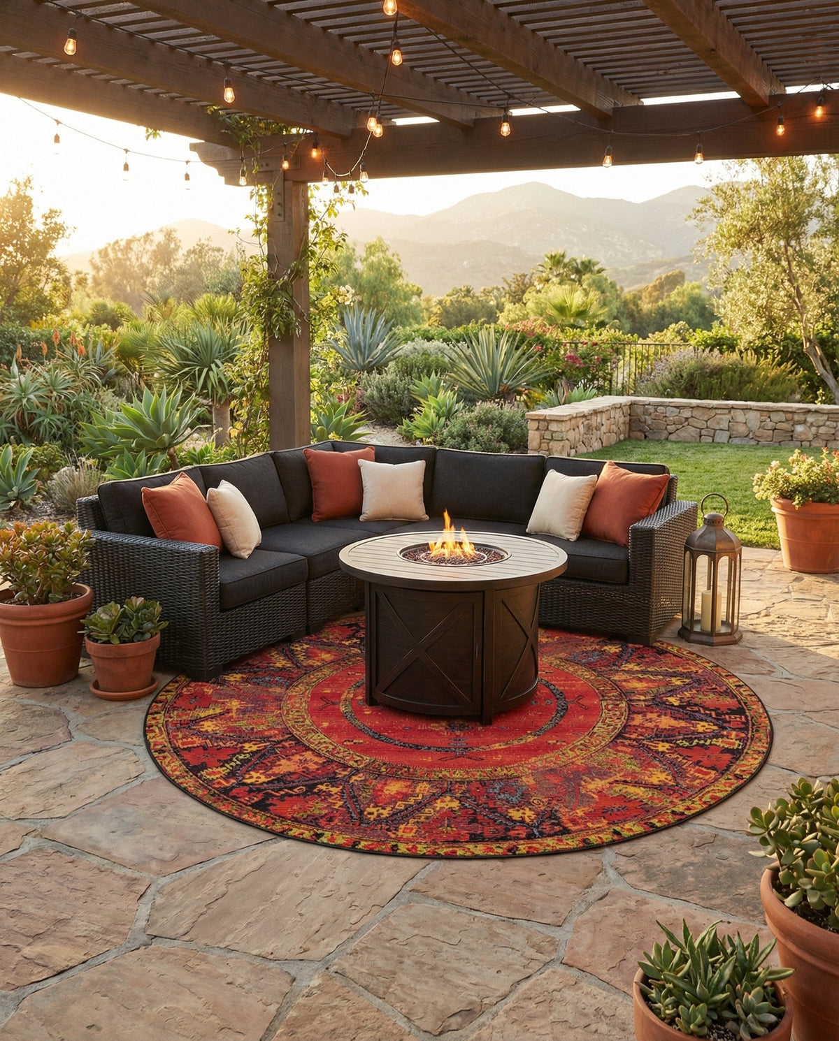 Safari Escape Rugs Collection Area Rug - Serengeti Round Multi  lifestyle 159