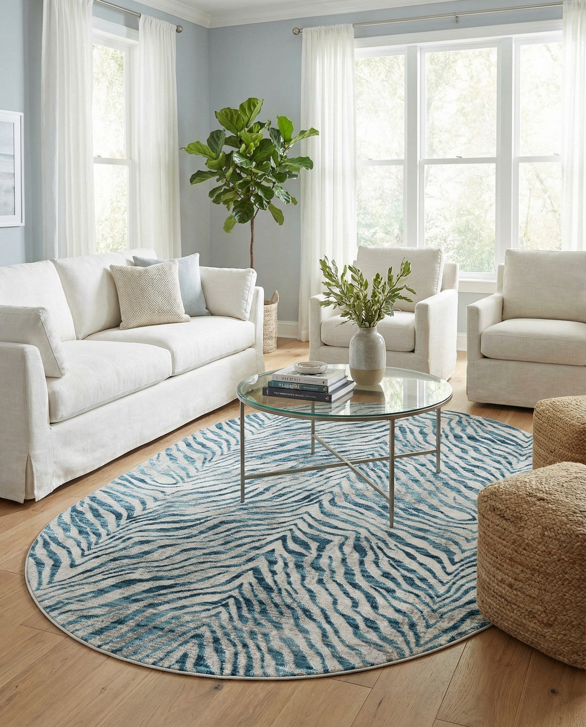 Bloomsbury Elegance Collection Area Rug -  Chelsea Oval Blue  lifestyle 195