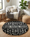 Berber Lattice Shag Collection Area Rug - Atlas (Black and White) Round Black and White  lifestyle 39