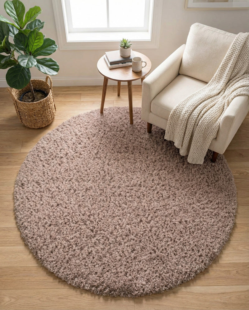 Eternal Plush Oasis Collection Area Rug -  Tranquility (Khaki) Round Khaki  lifestyle 43