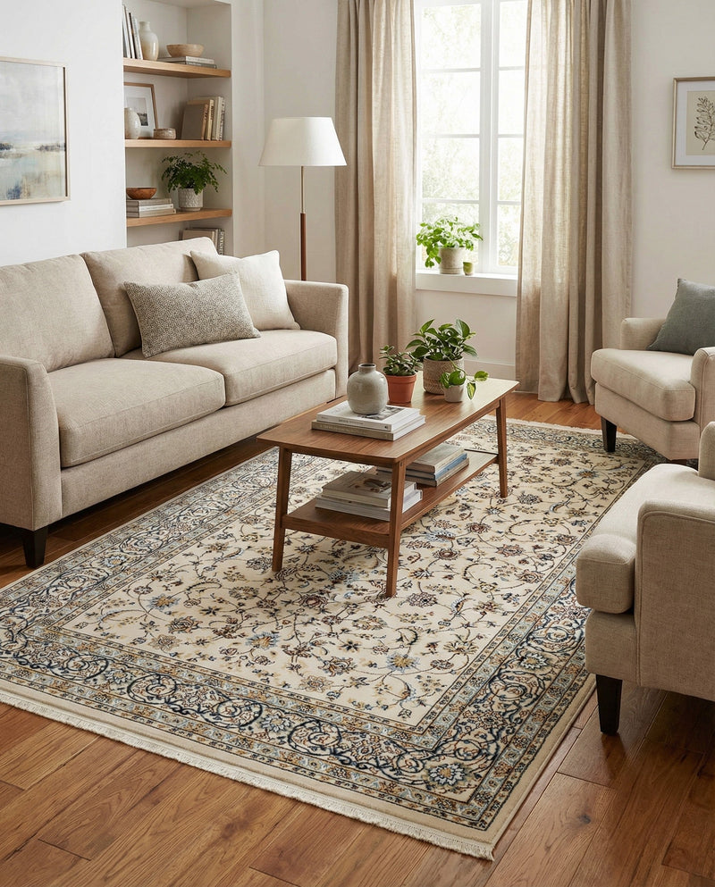 Persian Elegance Collection Area Rug -  Ardabil Rectangle Ivory  lifestyle 31