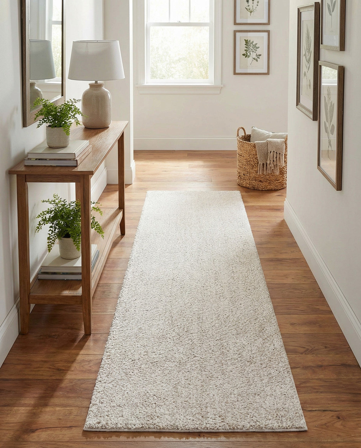 Solid Shag Seaside Collection Area Rug - Azure Cove (Ivory) Runner Ivory  lifestyle 109