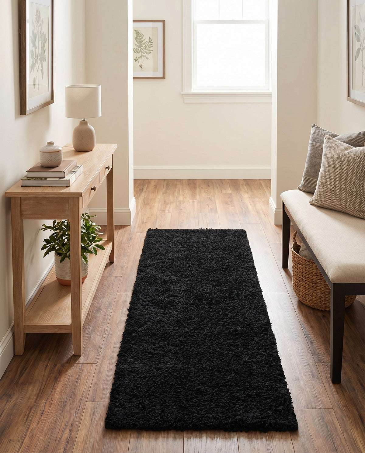 Plush Oasis Collection Area Rug - Serenity (Jet Black) Runner Jet Black  lifestyle 97