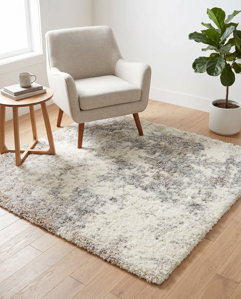 Cozy Haven Shag Collection Area Rug -  Tranquility (Khaki) Square Khaki  lifestyle 48