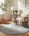 Coastal Manor Collection Area Rug -  Sailview Round Dark Blue  lifestyle 45
