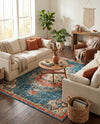 Brighton Terrace Collection Area Rug - Hove (Blue) Square Blue  lifestyle 75