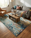 Venetian Tapestry Collection Area Rug - Murano Rectangle Blue  lifestyle 36