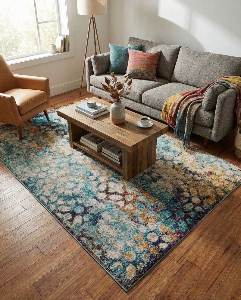 Venetian Tapestry Collection Area Rug - Murano Rectangle Blue  lifestyle 36