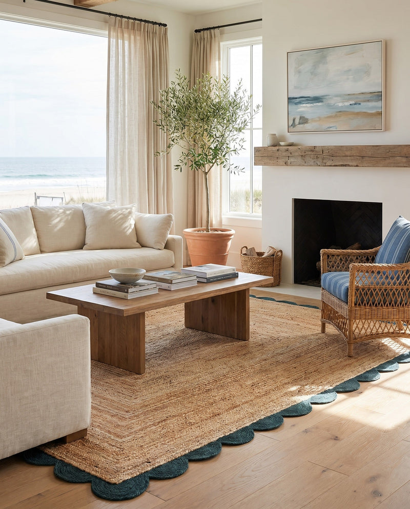 Serenity Braided Jute Collection Area Rug - Seaside Rectangle Natural and Green  lifestyle 44