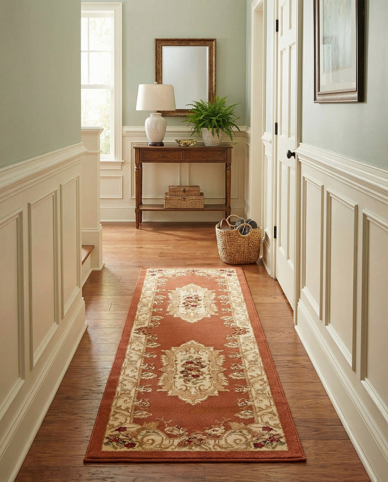 Versailles Elegance Collection Area Rug -  Louveciennes (Brick Red) Runner Brick Red  lifestyle 39