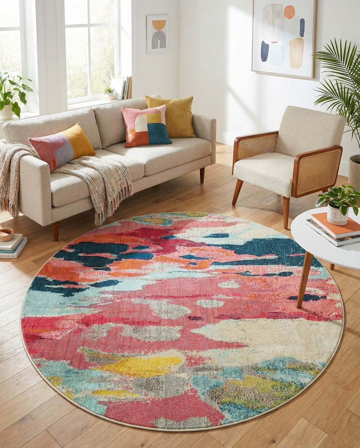 Marrakesh Elegance Collection Area Rug -  Skhirat Round Pink  lifestyle 61