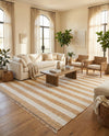 Tassel Trail Collection Area Rug - Pathway (Beige) Rectangle Beige  lifestyle 20