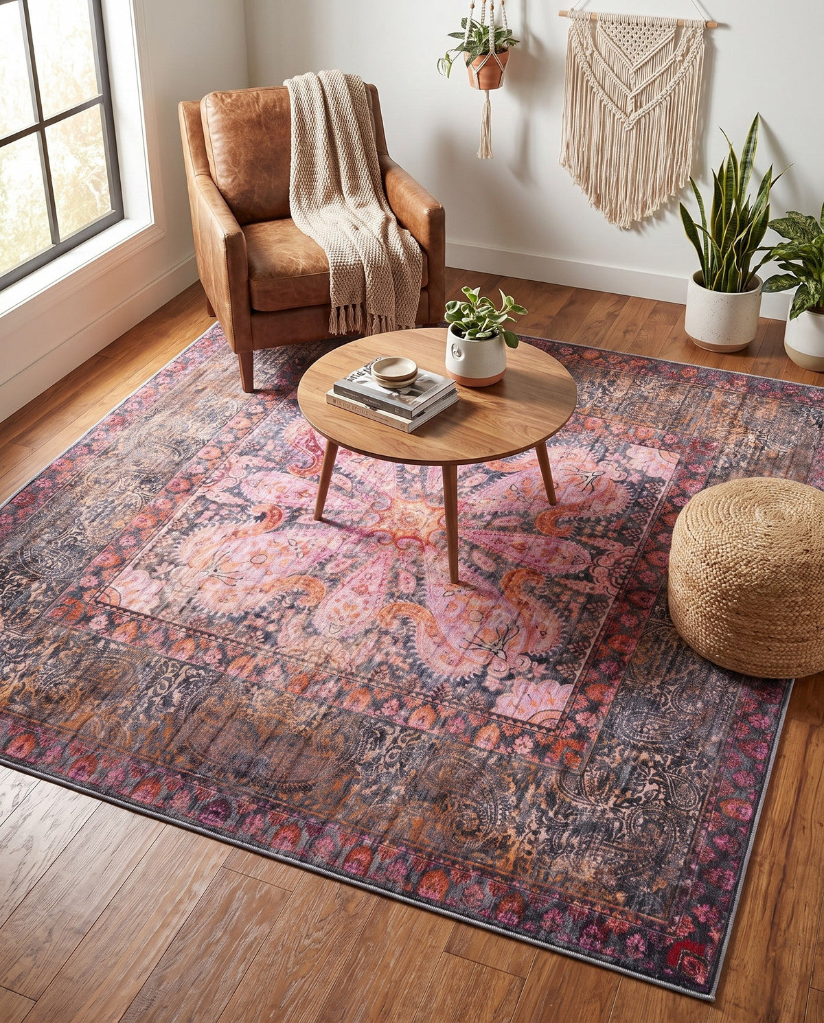 Maranta Collection Area Rug - Paramaribo Square Pink  lifestyle 58